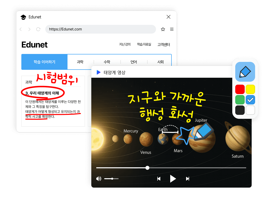 제품별 핵심 기능 소개 이미지